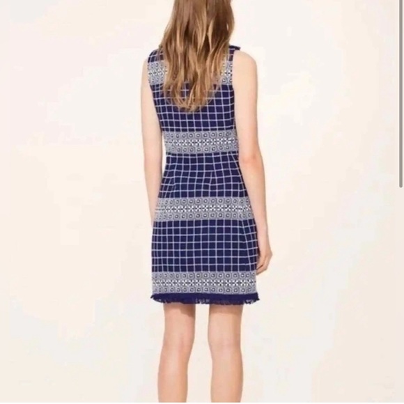 Tory Burch navy and white tweed sleeveless Carlsbad sheath Collared Dress